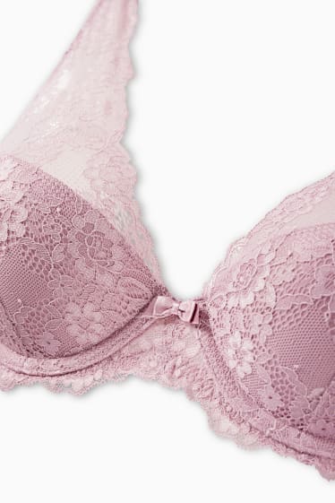 Donna - Reggiseno con ferretti - PLUNGE - imbottito - rosa scuro