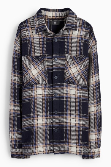 Hombre - Sobrecamisa - de cuadros - azul oscuro