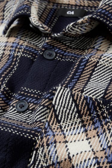 Hombre - Sobrecamisa - de cuadros - azul oscuro