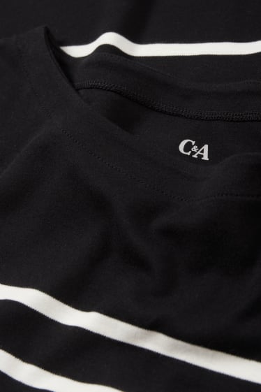 Damen - Langarmshirt - gestreift - schwarz