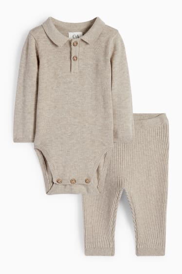 Bébés garçons - Ensemble en maille pour bébé - 2 pièces - marron clair