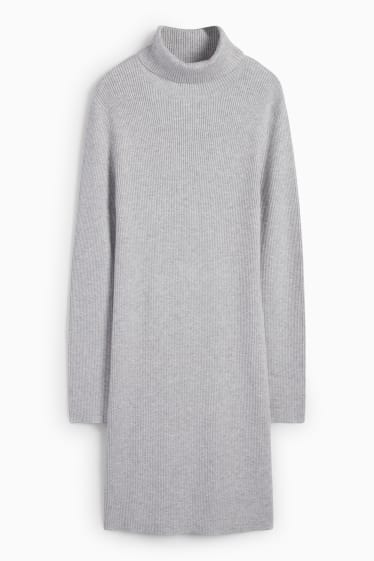 Enfants filles - Robe de maille à col roulé - gris clair