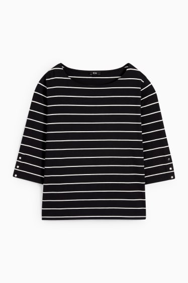 Donna - Maglia a maniche lunghe - a righe - nero