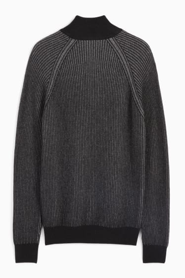 Men - Cashmere blend jumper - ribbed - dark gray