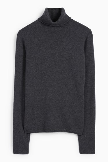 Femmes - Pull à col roulé en cachemire - gris foncé
