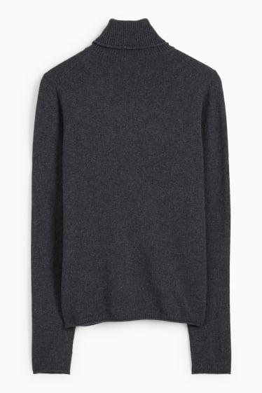 Femmes - Pull à col roulé en cachemire - gris foncé