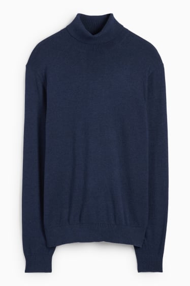 Hommes - Pull à col roulé - bleu foncé