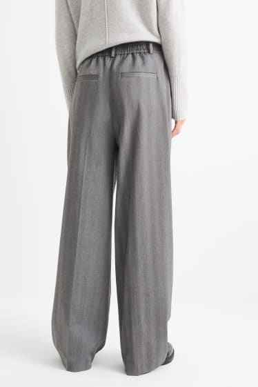Kobiety - Spodnie materiałowe - wysoki stan - wide leg - w paski - szary