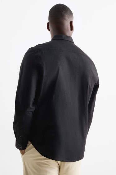 Men - Shirt - regular fit - button-down collar - black