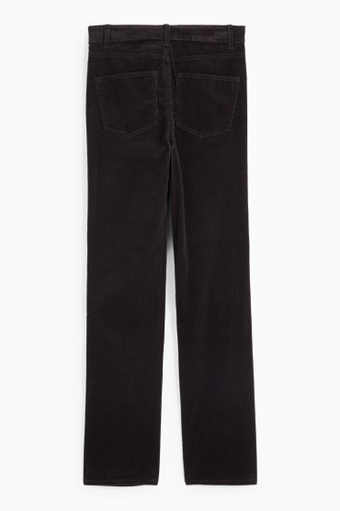 Femmes - Pantalon en velours côtelé - high waist - straight fit - noir