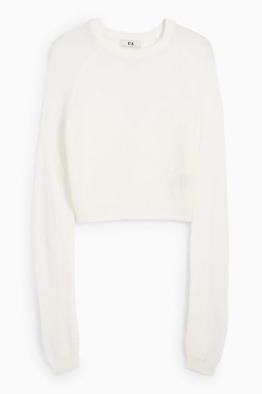 Donna - Maglione dal taglio corto - bianco