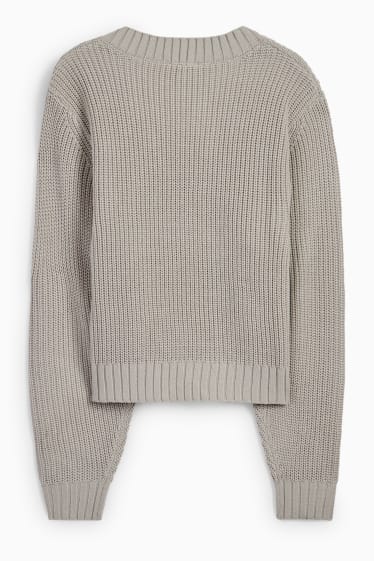 Women - V-neck jumper - gray
