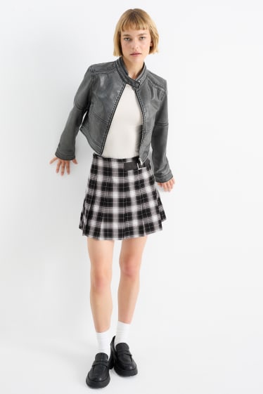 Damen - Skort - kariert - schwarz / weiß