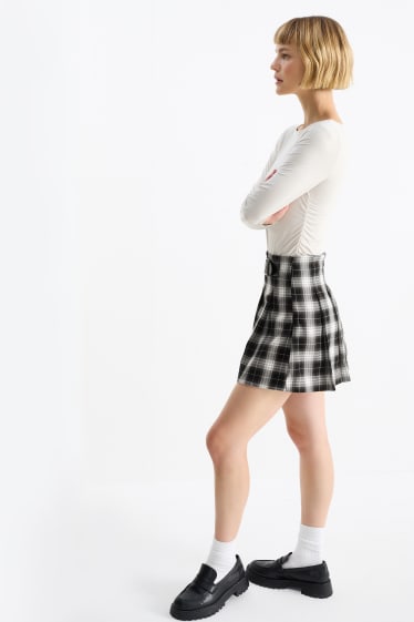 Damen - Skort - kariert - schwarz / weiß