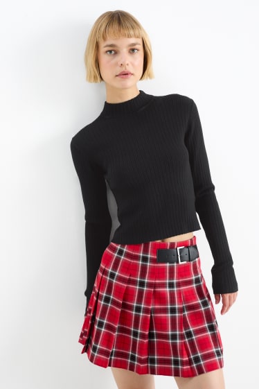 Dona - Jersei crop - acanalat - negre