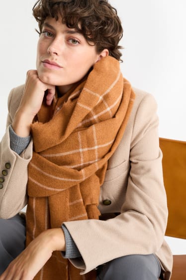 Femmes - Foulard - à carreaux - marron