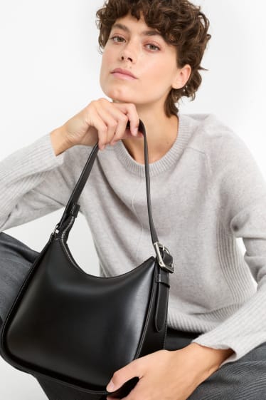 Women - Shoulder bag - faux leather - black