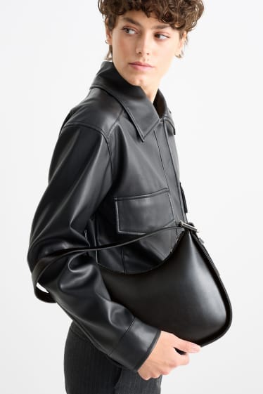 Women - Shoulder bag - faux leather - black