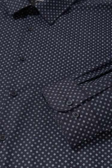Bărbați - Cămașă - regular fit - guler Kent - ușor de călcat - print minimalist - albastru închis