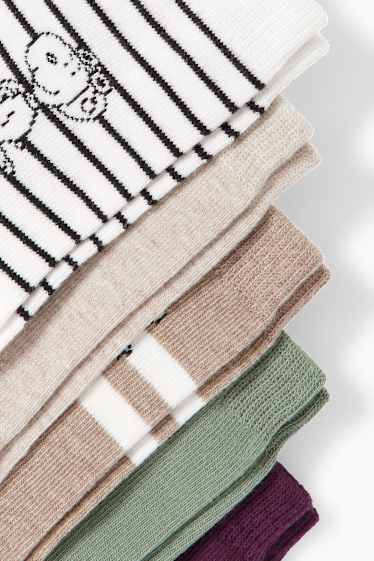 Damen - Multipack 5er - Socken mit Motiv - Snoopy - weiß
