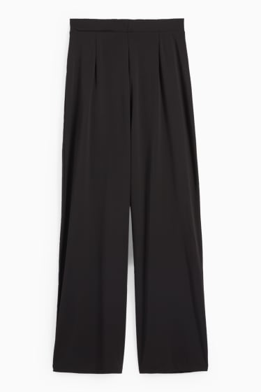 Damen - Jersey-Hose - High Waist - Wide Leg - schwarz