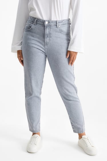Damen - Mom Jeans - High Waist - LYCRA® - hellgrau