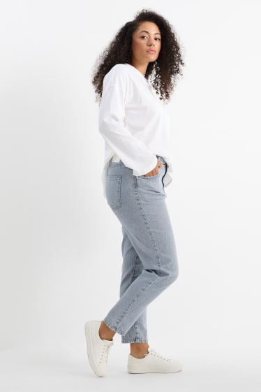 Damen - Mom Jeans - High Waist - LYCRA® - hellgrau
