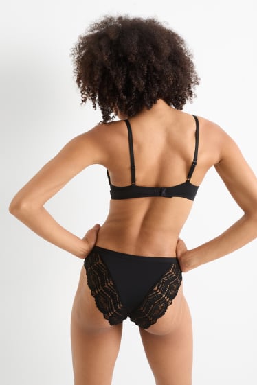 Femei - Sutien cu armătură - PLUNGE - vătuit - negru
