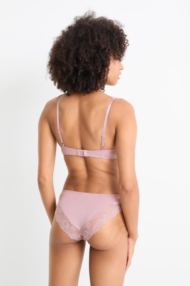 Donna - Reggiseno con ferretti - PLUNGE - imbottito - rosa scuro