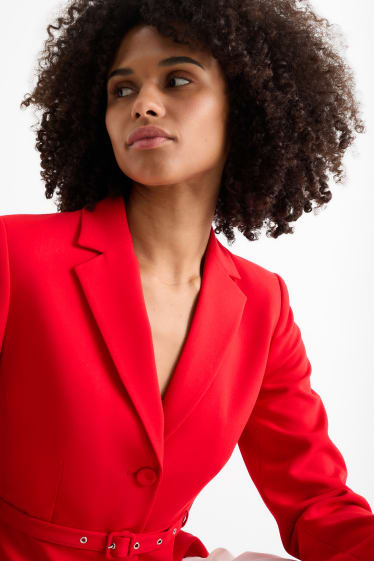 Women - Blazer with belt - red