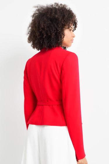 Women - Blazer with belt - red