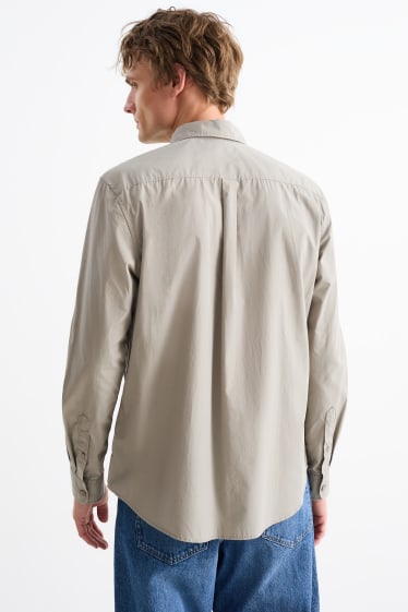 Heren - Overhemd - regular fit - kent - grijs