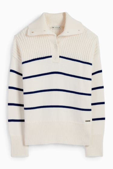 Kinder Mädchen - Pullover - gestreift - weiß