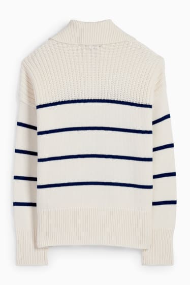 Kinder Mädchen - Pullover - gestreift - weiß