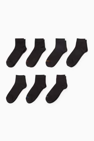 Heren - Set van 7 paar - korte sokken - zwart
