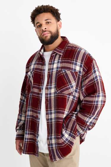 Hommes - Veste-chemise - à carreaux - rouge foncé