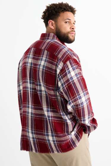 Hommes - Veste-chemise - à carreaux - rouge foncé