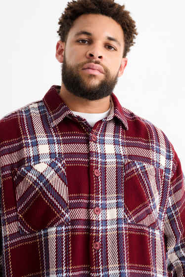 Hommes - Veste-chemise - à carreaux - rouge foncé