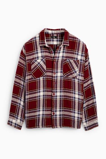 Hommes - Veste-chemise - à carreaux - rouge foncé
