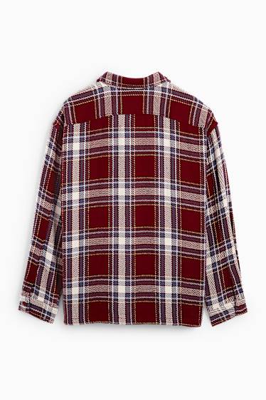 Hommes - Veste-chemise - à carreaux - rouge foncé