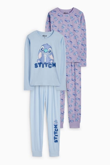 Kinderen: meisjes - Set van 2 - Lilo & Stitch - pyjama - 4-delig - lichtblauw