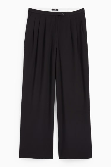 Damen - Stoffhose - Low Waist - Wide Leg - schwarz