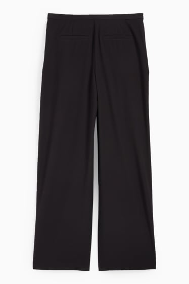 Damen - Stoffhose - Low Waist - Wide Leg - schwarz