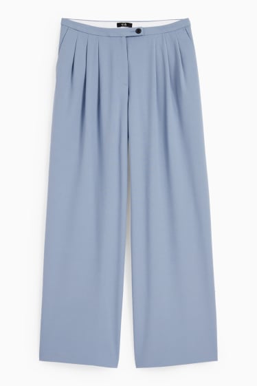 Damen - Stoffhose - Low Waist - Wide Leg - hellblau
