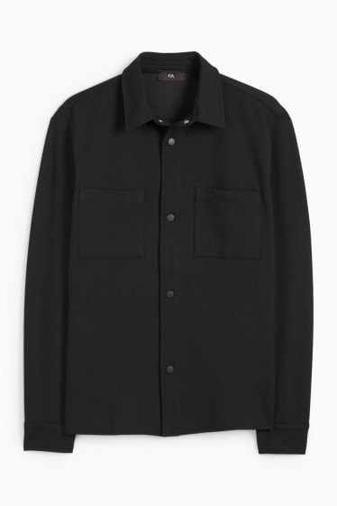Uomo - Giacca camicia - relaxed fit - collo all'italiana - nero