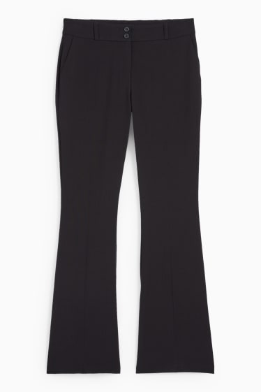 Damen - Stoffhose - Mid Waist - Flared Fit - schwarz
