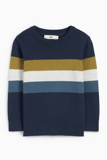 Kinder Jungen - Pullover - gestreift - dunkelblau