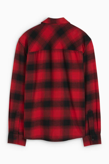 Men - Shirt - regular fit - kent collar - check - red