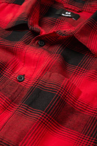Men - Shirt - regular fit - kent collar - check - red