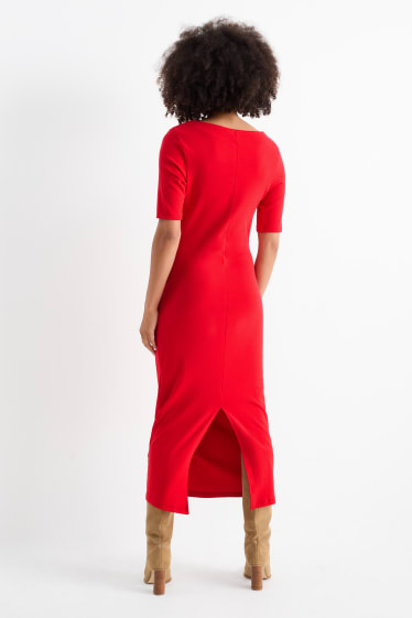 Damen - Figurbetontes Kleid - rot